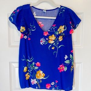 Old navy royal blue floral blouse - S